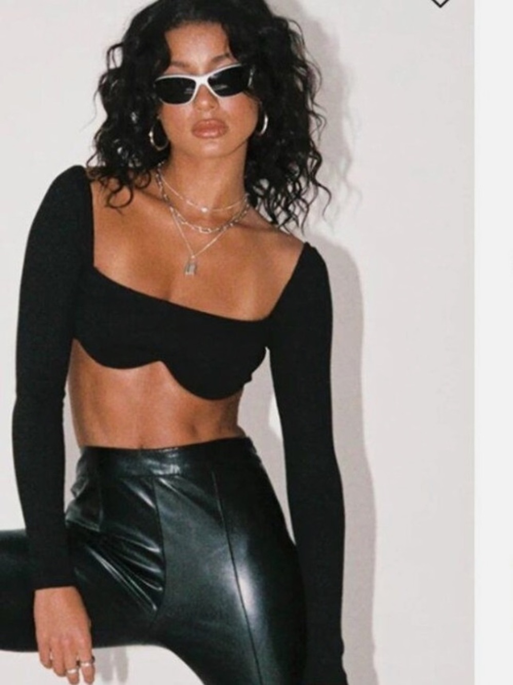 Princess Polly Becca long sleeve crop top NWT